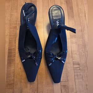 Van Eli Black Mules with Bow Accent Size 8 M